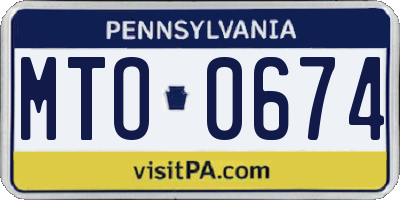 PA license plate MTO0674