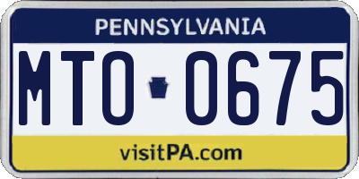PA license plate MTO0675