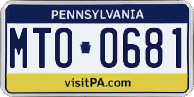 PA license plate MTO0681