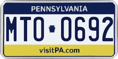 PA license plate MTO0692