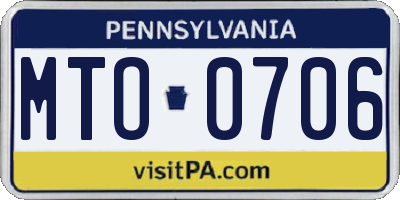 PA license plate MTO0706