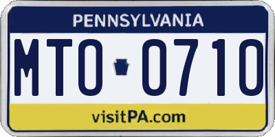 PA license plate MTO0710