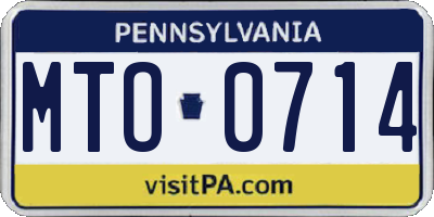 PA license plate MTO0714