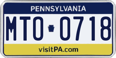 PA license plate MTO0718