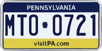 PA license plate MTO0721