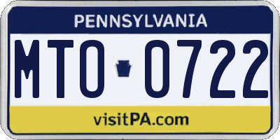 PA license plate MTO0722