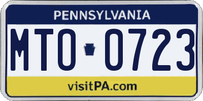 PA license plate MTO0723