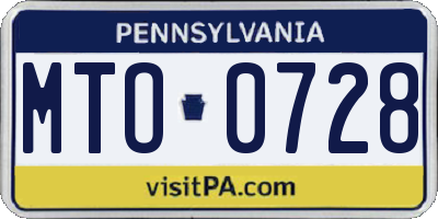 PA license plate MTO0728