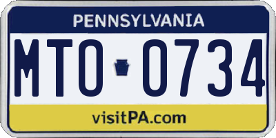 PA license plate MTO0734