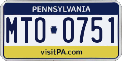 PA license plate MTO0751