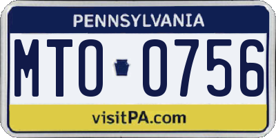 PA license plate MTO0756