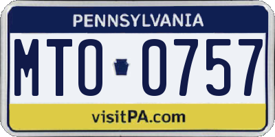 PA license plate MTO0757