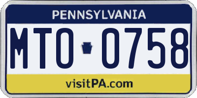 PA license plate MTO0758
