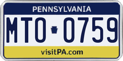 PA license plate MTO0759