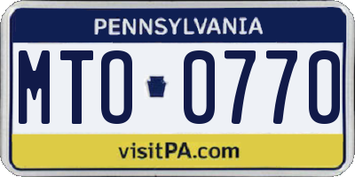 PA license plate MTO0770