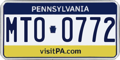 PA license plate MTO0772