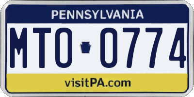 PA license plate MTO0774