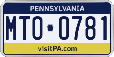 PA license plate MTO0781