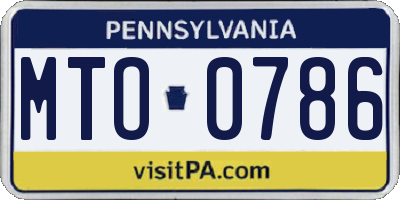 PA license plate MTO0786