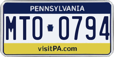 PA license plate MTO0794