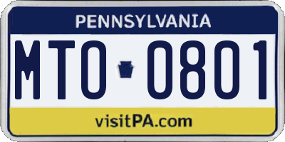 PA license plate MTO0801