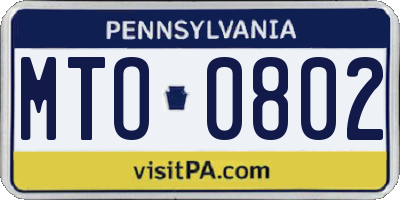 PA license plate MTO0802
