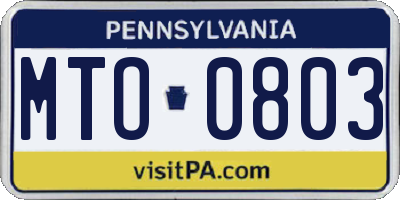 PA license plate MTO0803