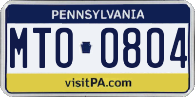 PA license plate MTO0804