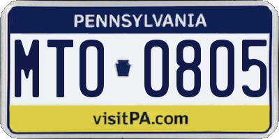 PA license plate MTO0805