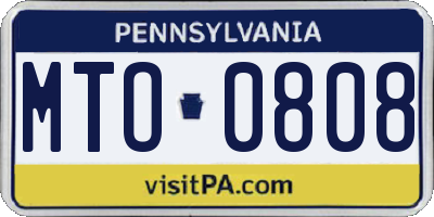PA license plate MTO0808