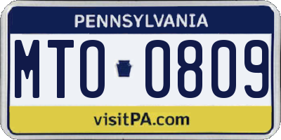 PA license plate MTO0809