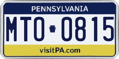 PA license plate MTO0815
