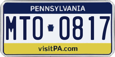 PA license plate MTO0817