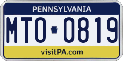 PA license plate MTO0819
