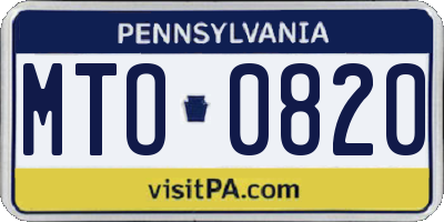 PA license plate MTO0820