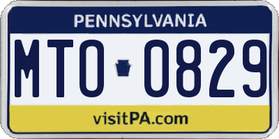 PA license plate MTO0829