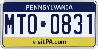 PA license plate MTO0831