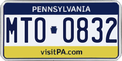 PA license plate MTO0832