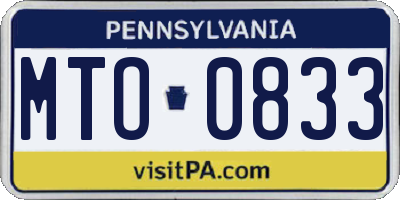 PA license plate MTO0833