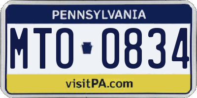 PA license plate MTO0834