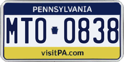PA license plate MTO0838