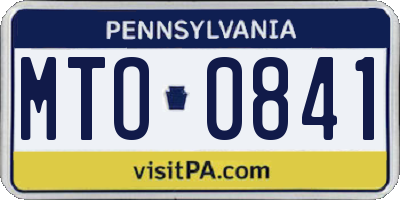 PA license plate MTO0841
