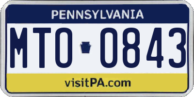 PA license plate MTO0843