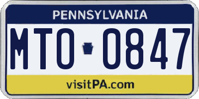 PA license plate MTO0847