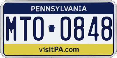 PA license plate MTO0848