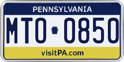 PA license plate MTO0850