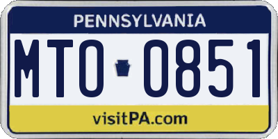 PA license plate MTO0851