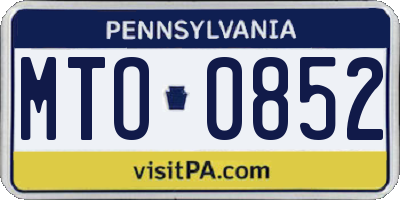PA license plate MTO0852
