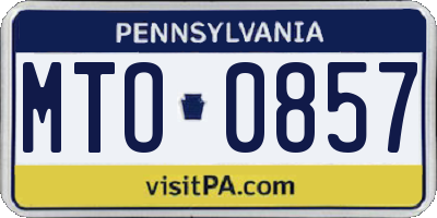PA license plate MTO0857