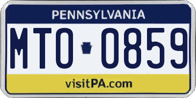 PA license plate MTO0859